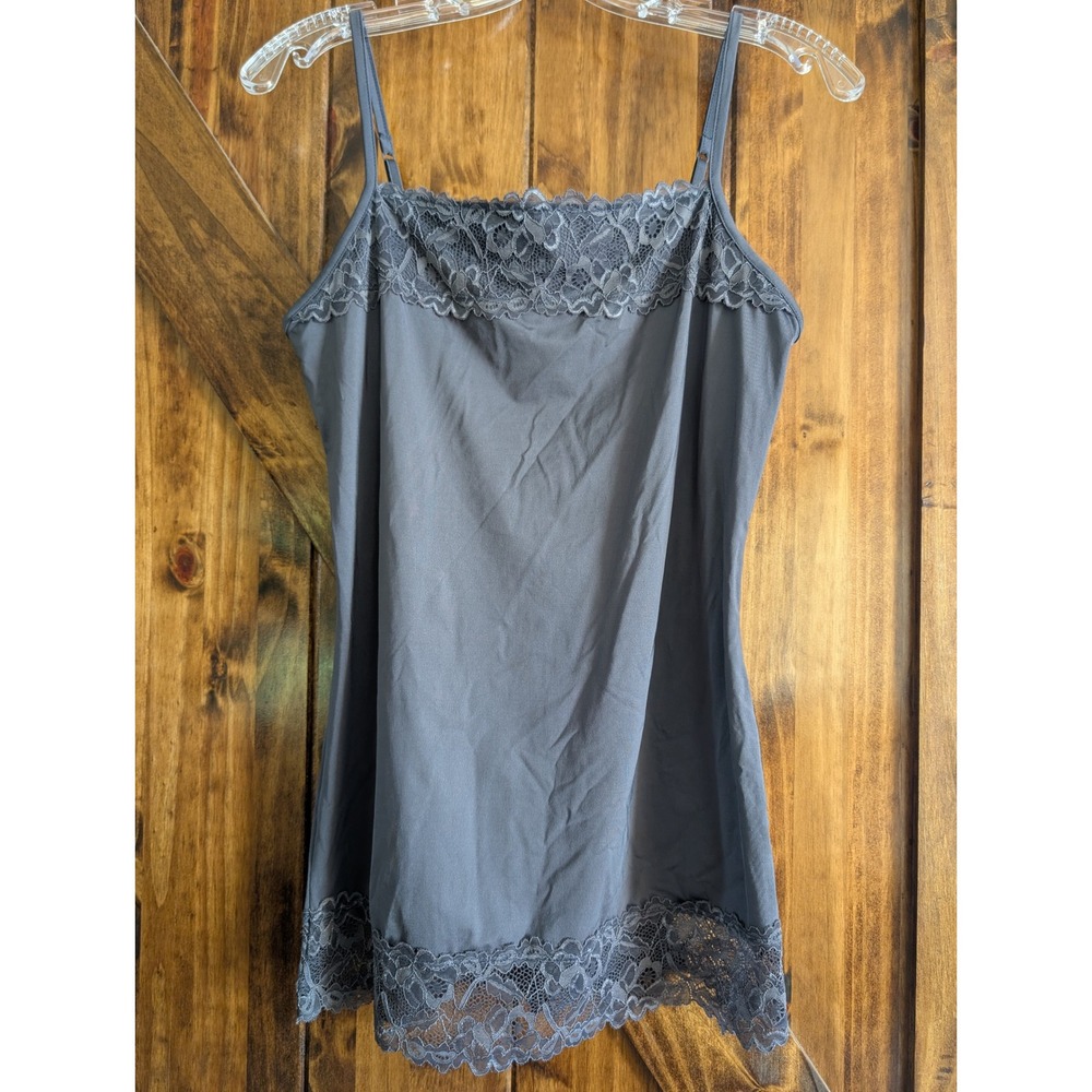 Maurices Gray Lace Trim Cami Adjustable Strap Stretch Camisole Medium